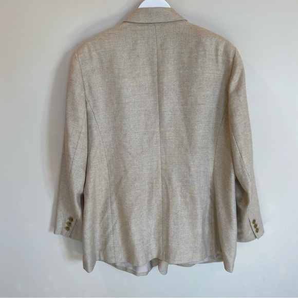 Lands End Wool Silk Linen Blend Blazer Womens 20W Beige Tan Pockets - Picture 5 of 7